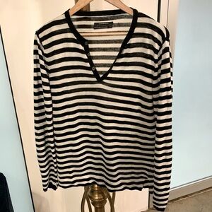 Black and white striped Club Monaco shirt